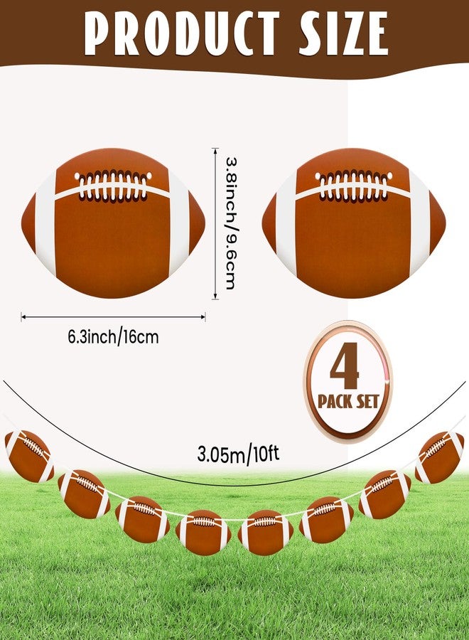 KINYFY 4 Pcs Football Banners, Football Hanging Flag Banners, Ball Garland Banner for Football-Themed Party, Sports, Birthday Decorations (Brown) - Image 2